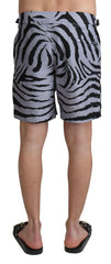 Dolce & Gabbana Gray Zebra Print Beachwear Shorts -   -  Dolce & Gabbana.