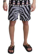 Dolce & Gabbana Gray Zebra Print Beachwear Shorts -   -  Dolce & Gabbana.