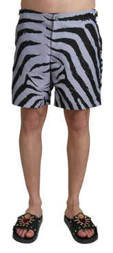 Dolce & Gabbana Gray Zebra Print Beachwear Shorts -   -  Dolce & Gabbana.