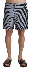 Dolce & Gabbana Gray Zebra Print Beachwear Shorts -   -  Dolce & Gabbana.