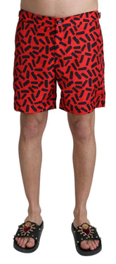 Dolce & Gabbana Red Patterned Beachwear Shorts Swimwear -   -  Dolce & Gabbana.