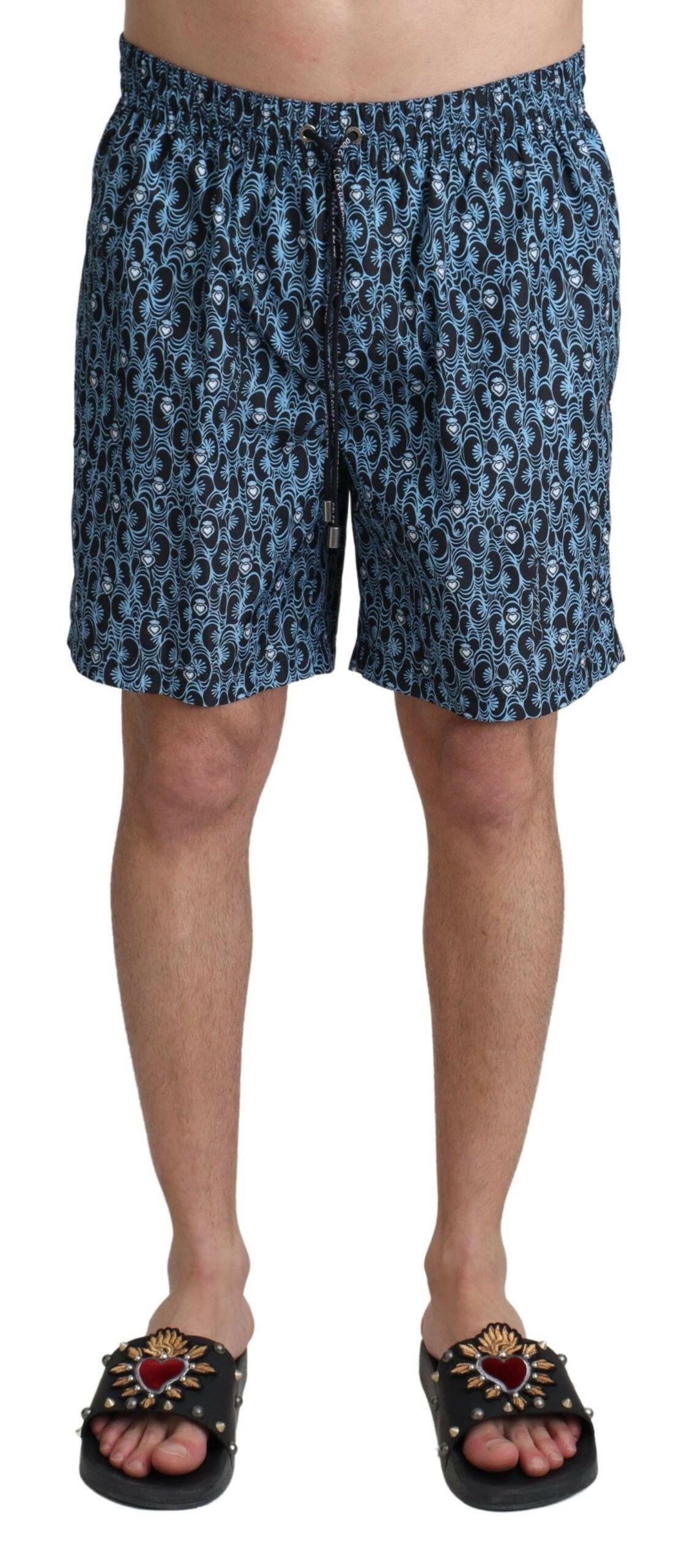 Dolce & Gabbana Blue Patterned Print Beachwear Shorts Swimwear -   -  Dolce & Gabbana.