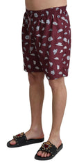 Dolce & Gabbana Maroon Hats Print Beachwear Shorts Swimwear -   -  Dolce & Gabbana.