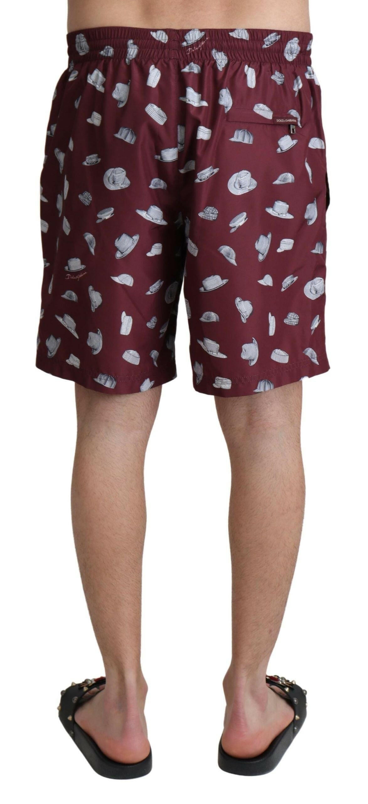 Dolce & Gabbana Maroon Hats Print Beachwear Shorts Swimwear -   -  Dolce & Gabbana. Dolce & Gabbana Maroon Hats Print Beachwear Shorts Swimwear -   -  Dolce & Gabbana.