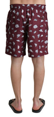 Dolce & Gabbana Maroon Hats Print Beachwear Shorts Swimwear -   -  Dolce & Gabbana.