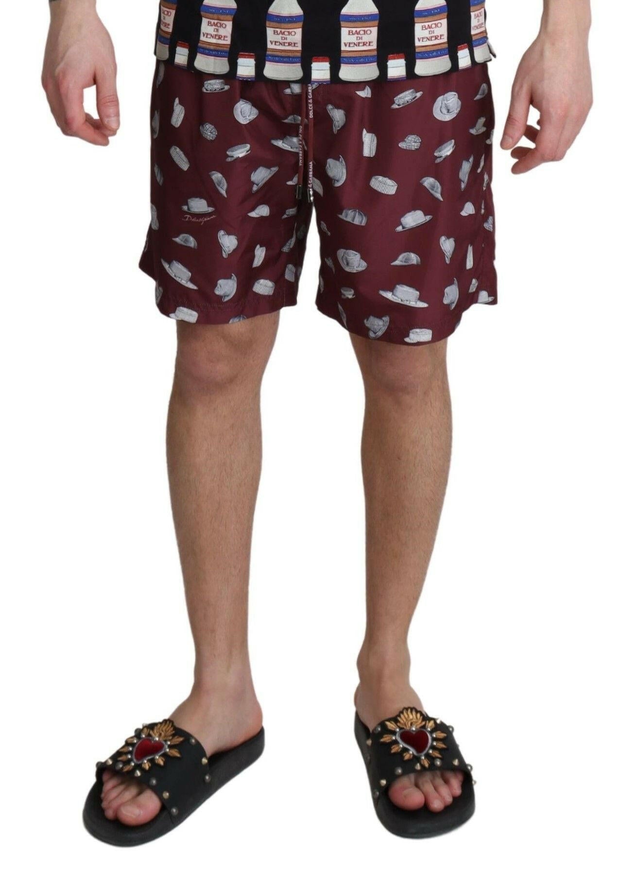 Dolce & Gabbana Maroon Hats Print Beachwear Shorts Swimwear -   -  Dolce & Gabbana. Dolce & Gabbana Maroon Hats Print Beachwear Shorts Swimwear -   -  Dolce & Gabbana.