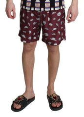 Dolce & Gabbana Maroon Hats Print Beachwear Shorts Swimwear -   -  Dolce & Gabbana.