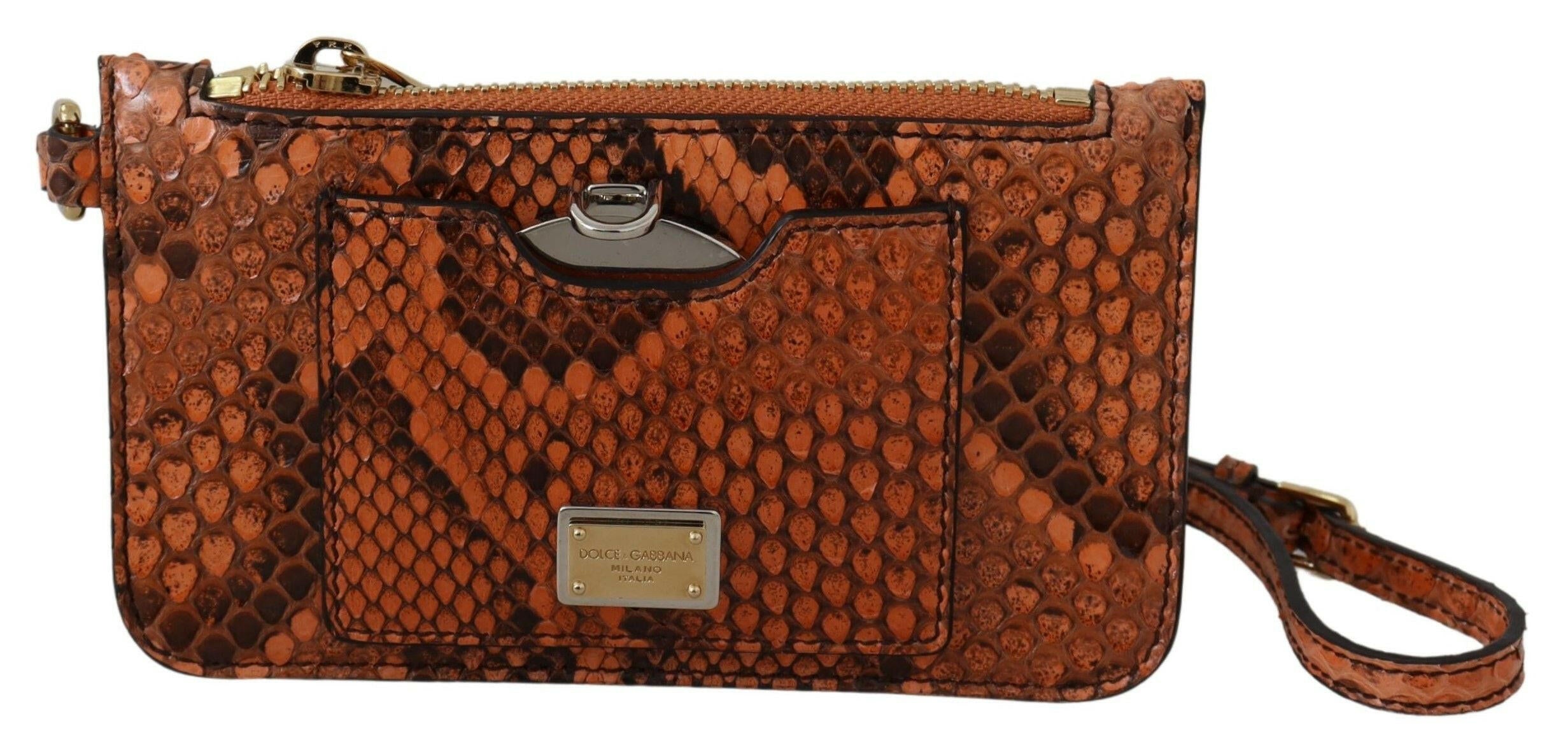 Dolce & Gabbana Brown Leather Coin Purse Wristlet Mirror AGNESE Wallet -   -  Dolce & Gabbana.
