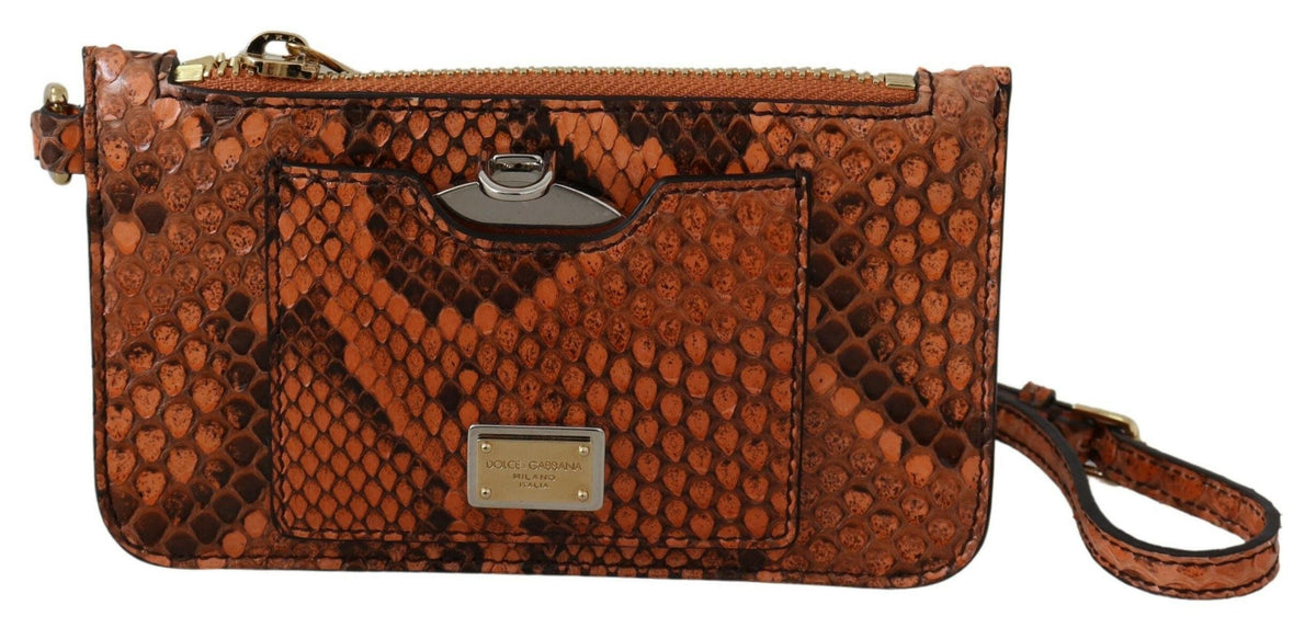 Dolce & Gabbana Brown Leather Coin Purse Wristlet Mirror AGNESE Wallet -   -  Dolce & Gabbana.
