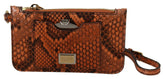 Dolce & Gabbana Brown Leather Coin Purse Wristlet Mirror AGNESE Wallet -   -  Dolce & Gabbana.