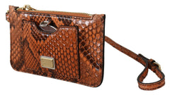 Dolce & Gabbana Brown Leather Coin Purse Wristlet Mirror AGNESE Wallet -   -  Dolce & Gabbana.