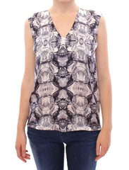 Arzu Kaprol Gray Blue Silk Sleeveless Top Shirt Blouse -   -  Arzu Kaprol.