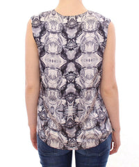 Arzu Kaprol Gray Blue Silk Sleeveless Top Shirt Blouse -   -  Arzu Kaprol.