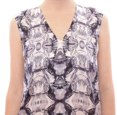 Arzu Kaprol Gray Blue Silk Sleeveless Top Shirt Blouse -   -  Arzu Kaprol.