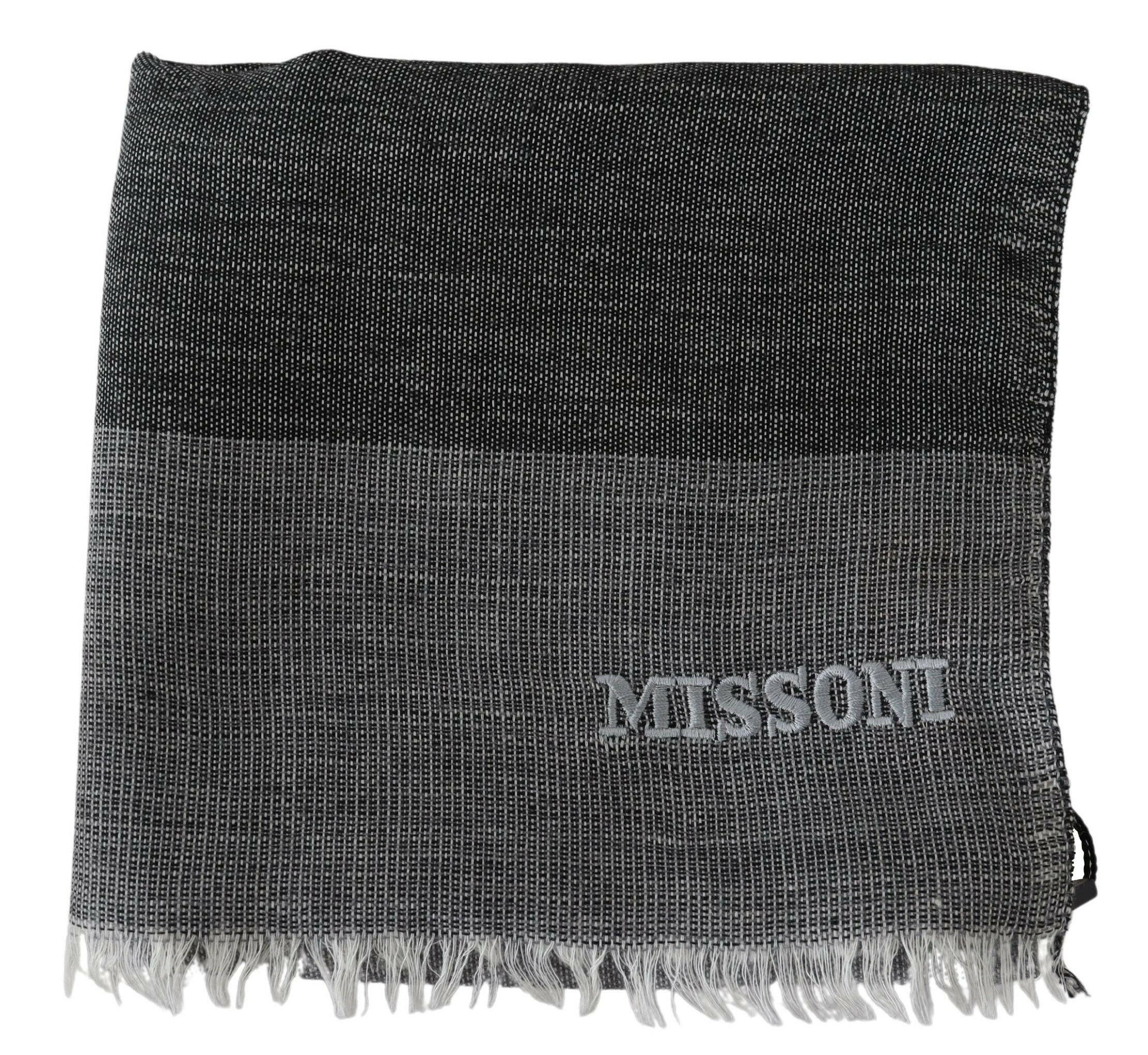 Missoni Gray Striped Wool Unisex Neck Wrap Fringes Scarf -   -  Missoni. Missoni Gray Striped Wool Unisex Neck Wrap Fringes Scarf -   -  Missoni.