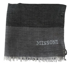 Missoni Gray Striped Wool Unisex Neck Wrap Fringes Scarf -   -  Missoni.