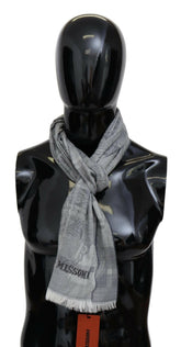Missoni Gray Floral Wool Unisex Neck Wrap Fringes Scarf -   -  Missoni.