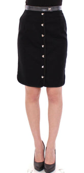 Corrado De Biase Black Metal Buttons Cotto Wool Skirt -   -  Corrado De Biase.