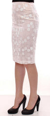 Koonhor White Sequined Straight Pencil Skirt -   -  Koonhor.