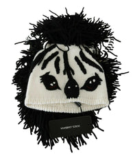 Dolce & Gabbana Black White Knitted Cashmere Animal Design Hat -   -  Dolce & Gabbana.