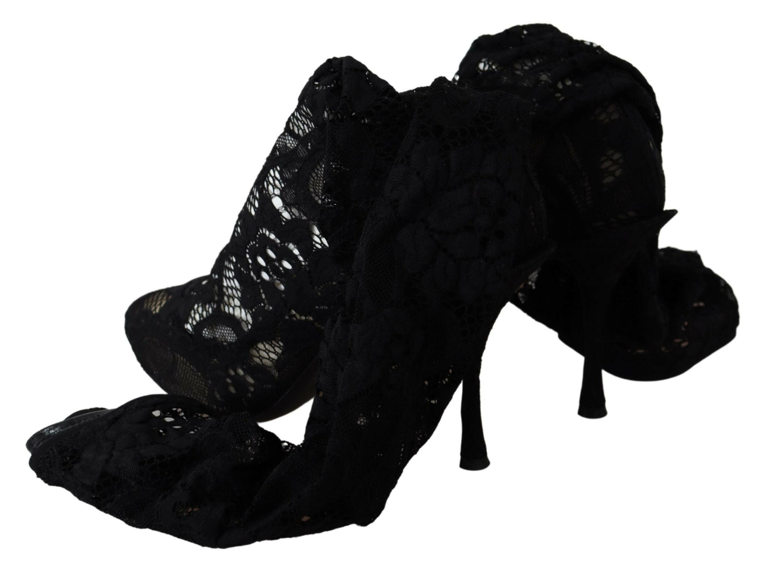Dolce & Gabbana Black Taormina Lace Socks Boots Shoes Pumps -   -  Dolce & Gabbana. Dolce & Gabbana Black Taormina Lace Socks Boots Shoes Pumps -   -  Dolce & Gabbana.