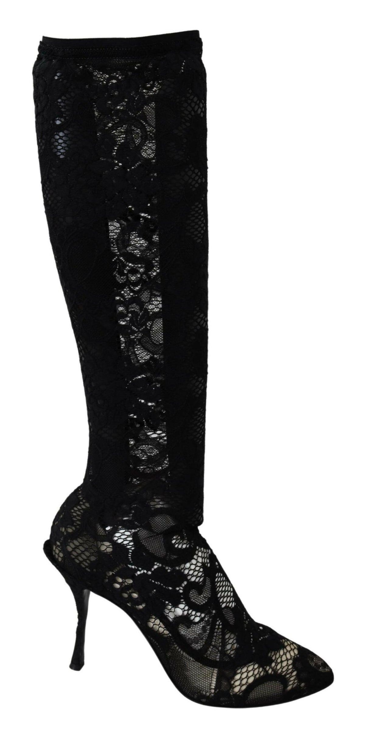 Dolce & Gabbana Black Taormina Lace Socks Boots Shoes Pumps -   -  Dolce & Gabbana.