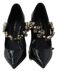 Dolce & Gabbana Black Leather Crystal Shoes Mary Jane Pumps -   -  Dolce & Gabbana.