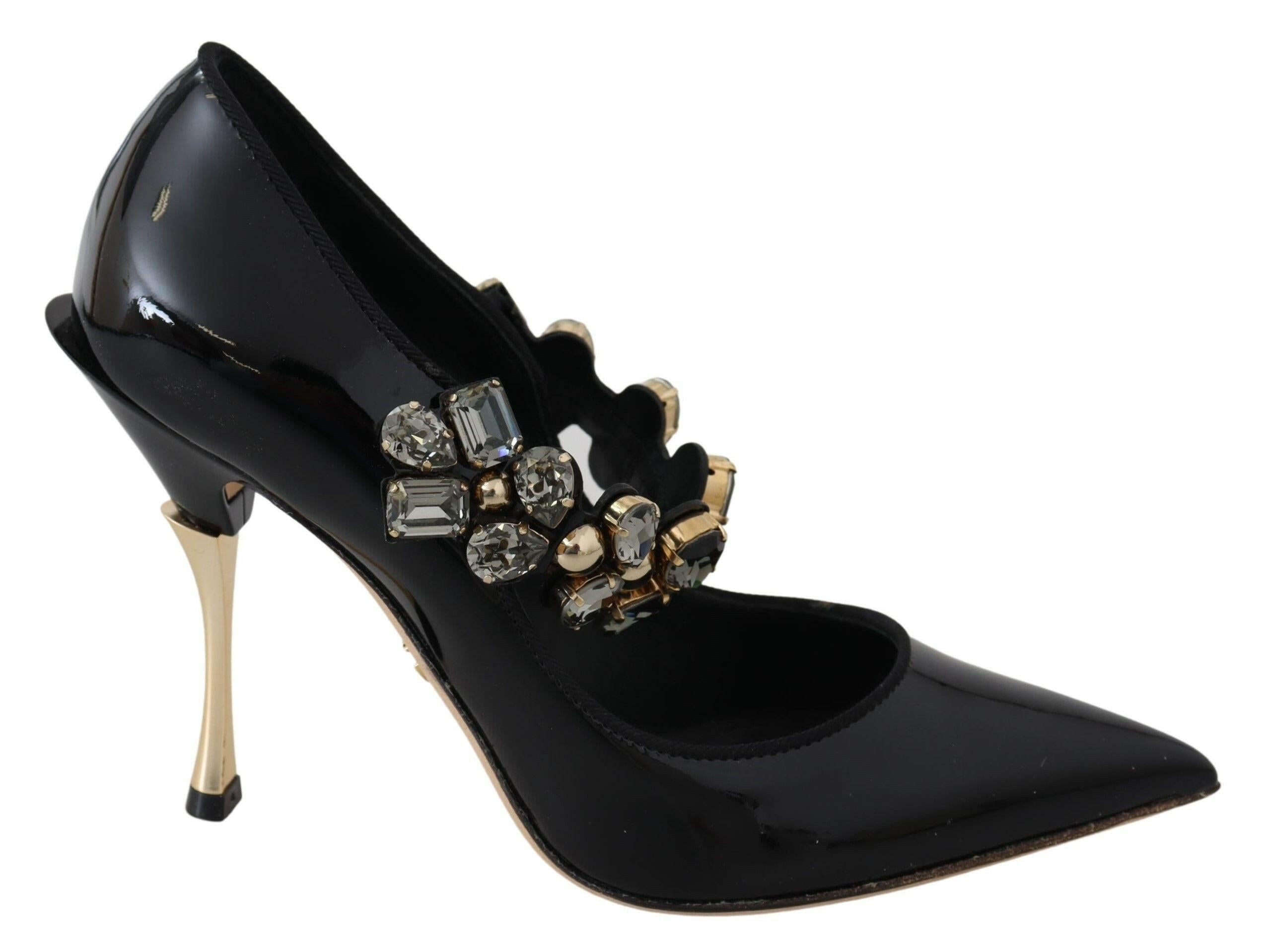 Dolce & Gabbana Black Leather Crystal Shoes Mary Jane Pumps -   -  Dolce & Gabbana.