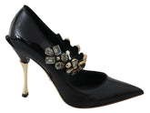 Dolce & Gabbana Black Leather Crystal Shoes Mary Jane Pumps -   -  Dolce & Gabbana.