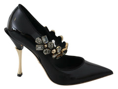 Dolce & Gabbana Black Leather Crystal Shoes Mary Jane Pumps -   -  Dolce & Gabbana.