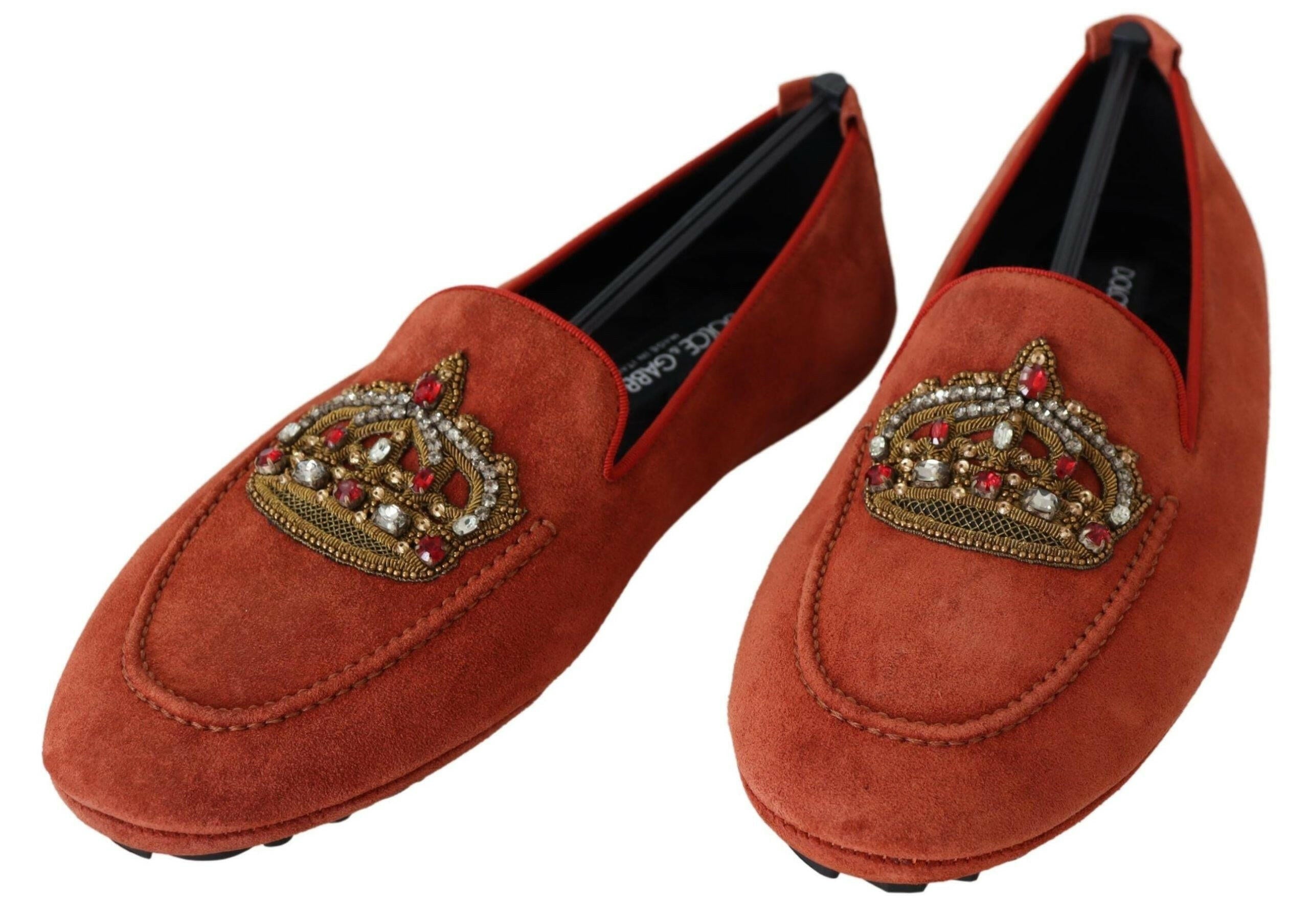 Dolce & Gabbana Orange Leather Crystal Crown  Loafers Shoes -   -  Dolce & Gabbana. Dolce & Gabbana Orange Leather Crystal Crown  Loafers Shoes -   -  Dolce & Gabbana.