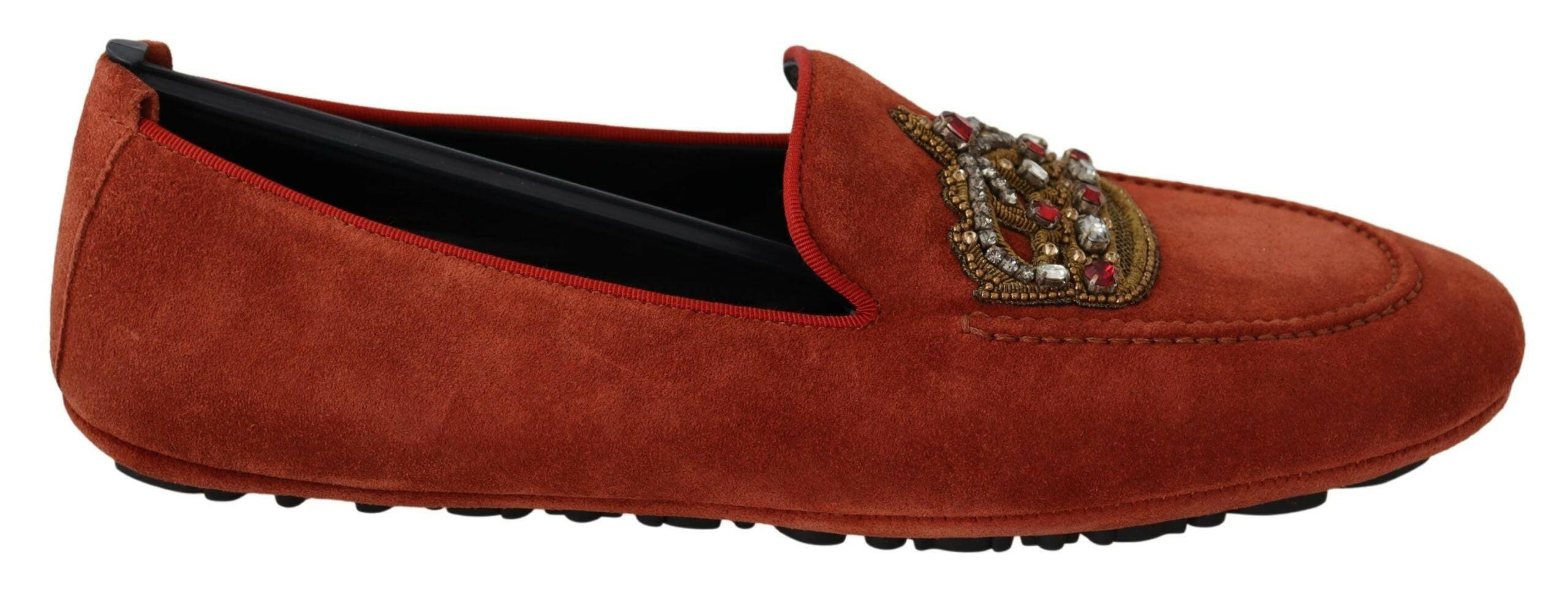 Dolce & Gabbana Orange Leather Crystal Crown  Loafers Shoes -   -  Dolce & Gabbana.