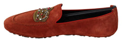 Dolce & Gabbana Orange Leather Crystal Crown  Loafers Shoes -   -  Dolce & Gabbana.