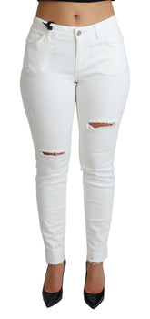 Dolce & Gabbana White Tattered Skinny Denim Cotton Stretch Jeans -   -  Dolce & Gabbana.