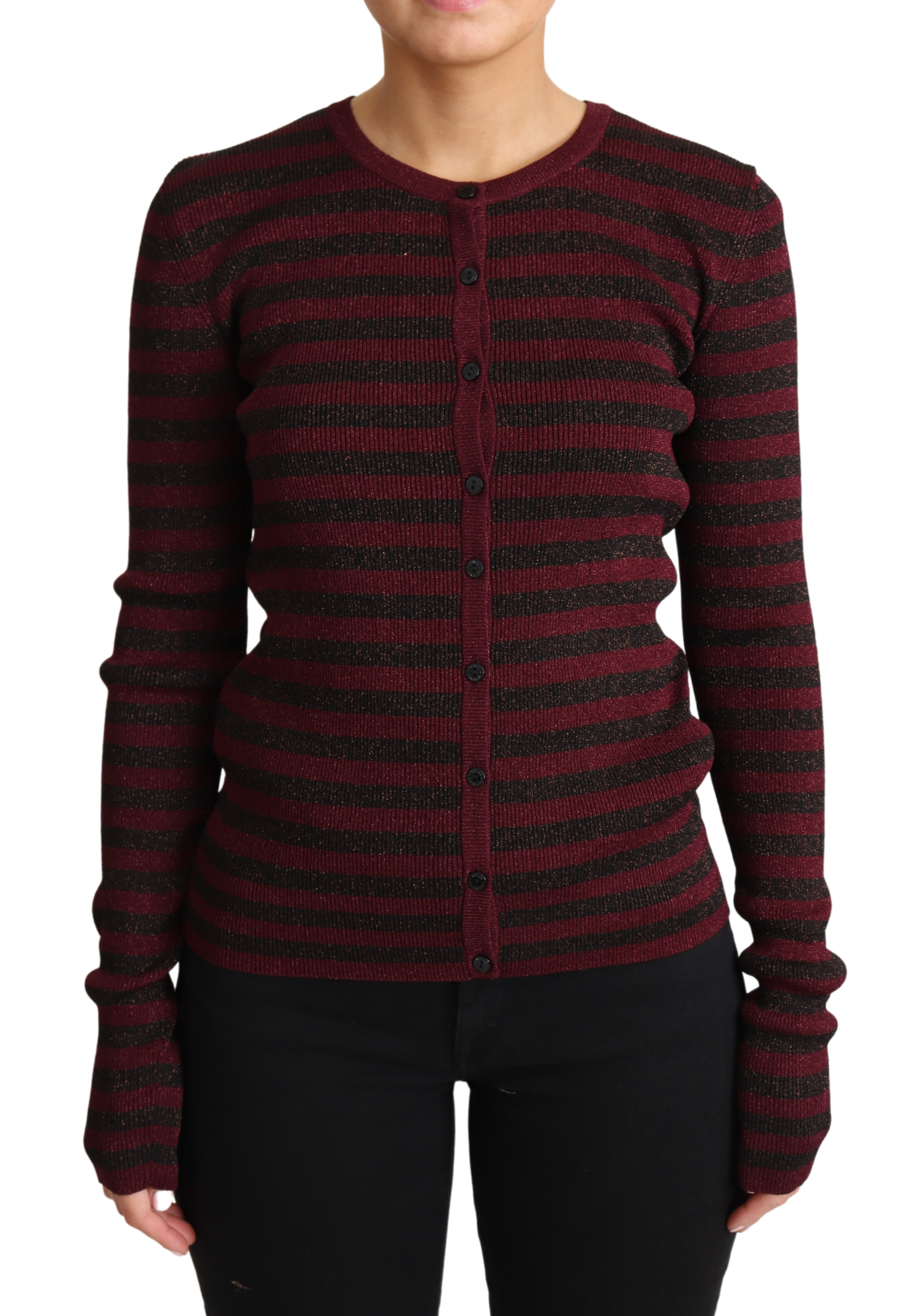 Dolce & Gabbana Black Red Striped Viscose Cardigan Sweater -   -  Dolce & Gabbana.
