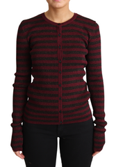 Dolce & Gabbana Black Red Striped Viscose Cardigan Sweater -   -  Dolce & Gabbana.