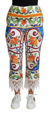Dolce & Gabbana Multicolor Majolica Print Trouser  Cotton Pants -   -  Dolce & Gabbana.