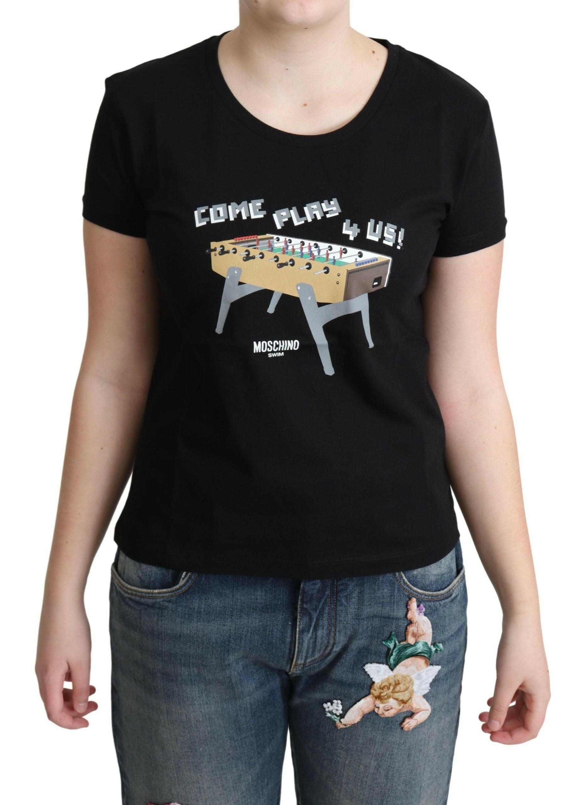 Moschino Black Cotton Come Play 4 Us Print Tops T-shirt -   -  Moschino.