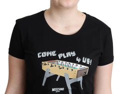 Moschino Black Cotton Come Play 4 Us Print Tops T-shirt -   -  Moschino.
