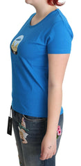 Moschino Blue Printed Cotton Short Sleeves Tops T-shirt -   -  Moschino.