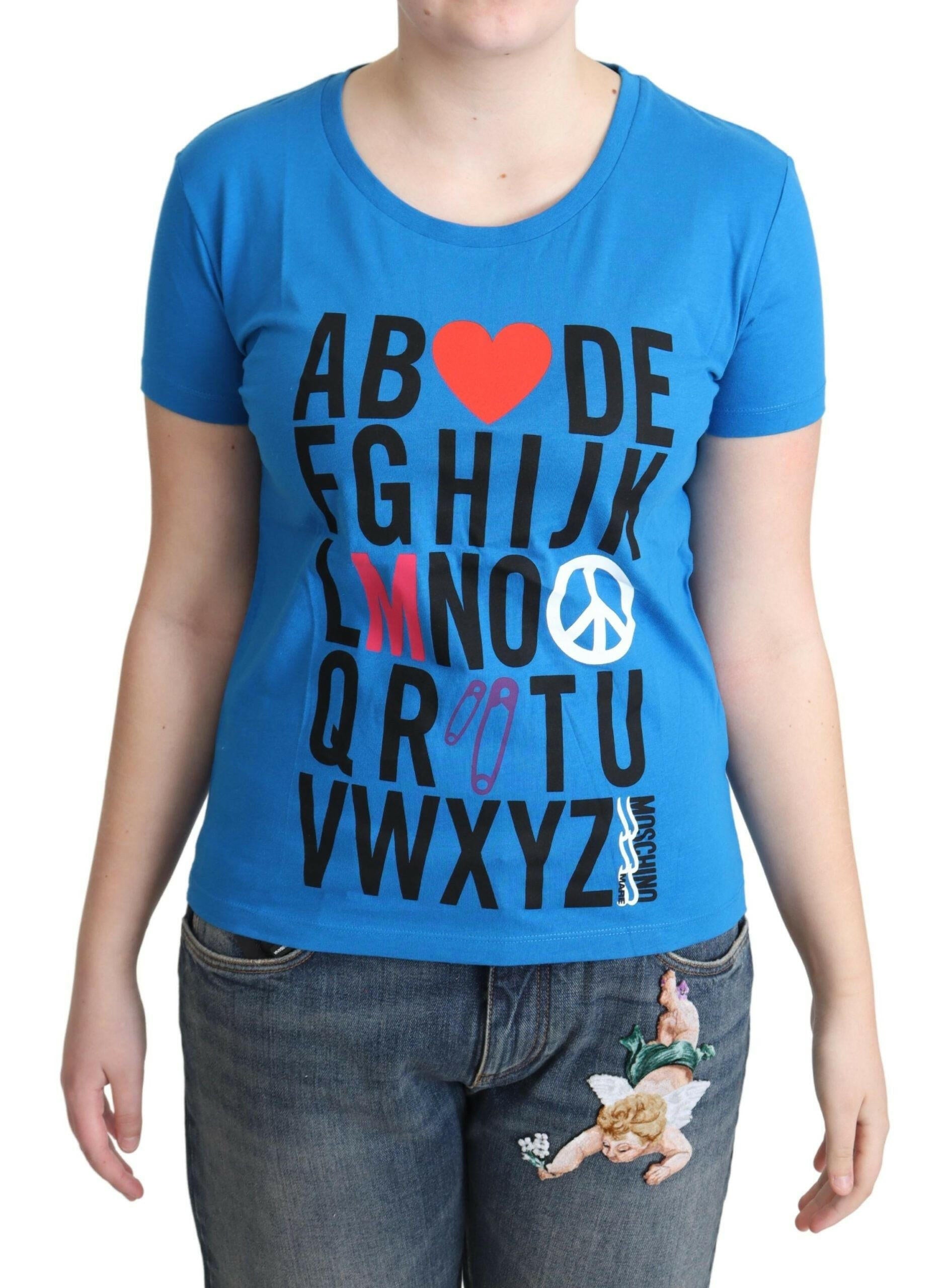 Moschino Blue Cotton Alphabet Letter Print Tops -   -  Moschino.