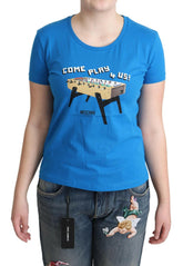 Moschino Blue Cotton Come Play 4 Us Print T-shirt -   -  Moschino.