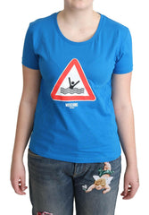 Moschino Blue Cotton Swim Graphic Triangle T-shirt -   -  Moschino.