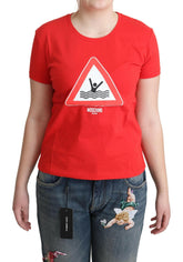 Moschino Red Cotton Swim Graphic Triangle Print  T-shirt -   -  Moschino.