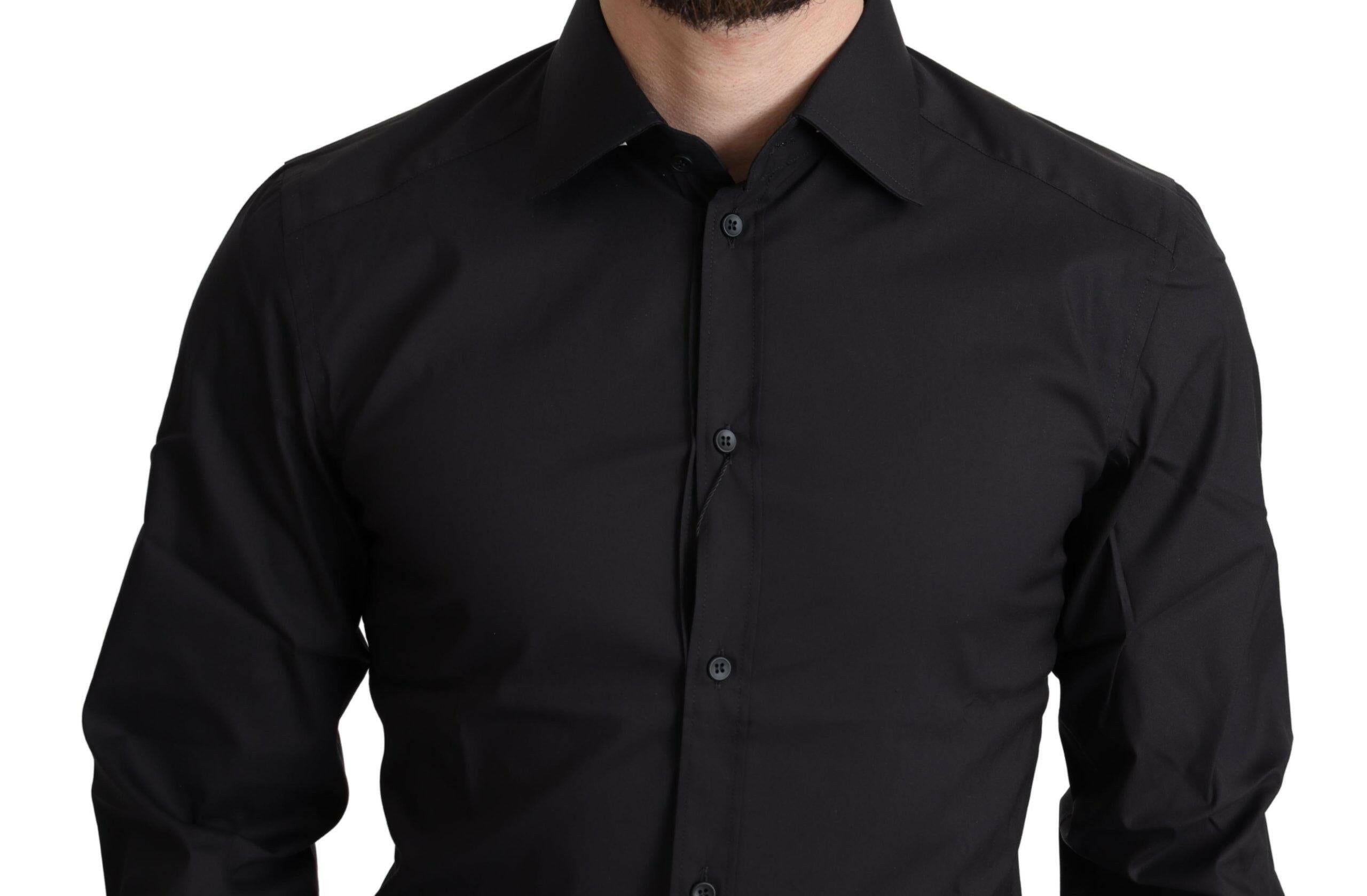 Dolce & Gabbana Black Cotton Blend Formal Dress Shirt -   -  Dolce & Gabbana. Dolce & Gabbana Black Cotton Blend Formal Dress Shirt -   -  Dolce & Gabbana.