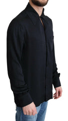 Dolce & Gabbana Black Jacquard Silk Casual Button Down Shirt -   -  Dolce & Gabbana.
