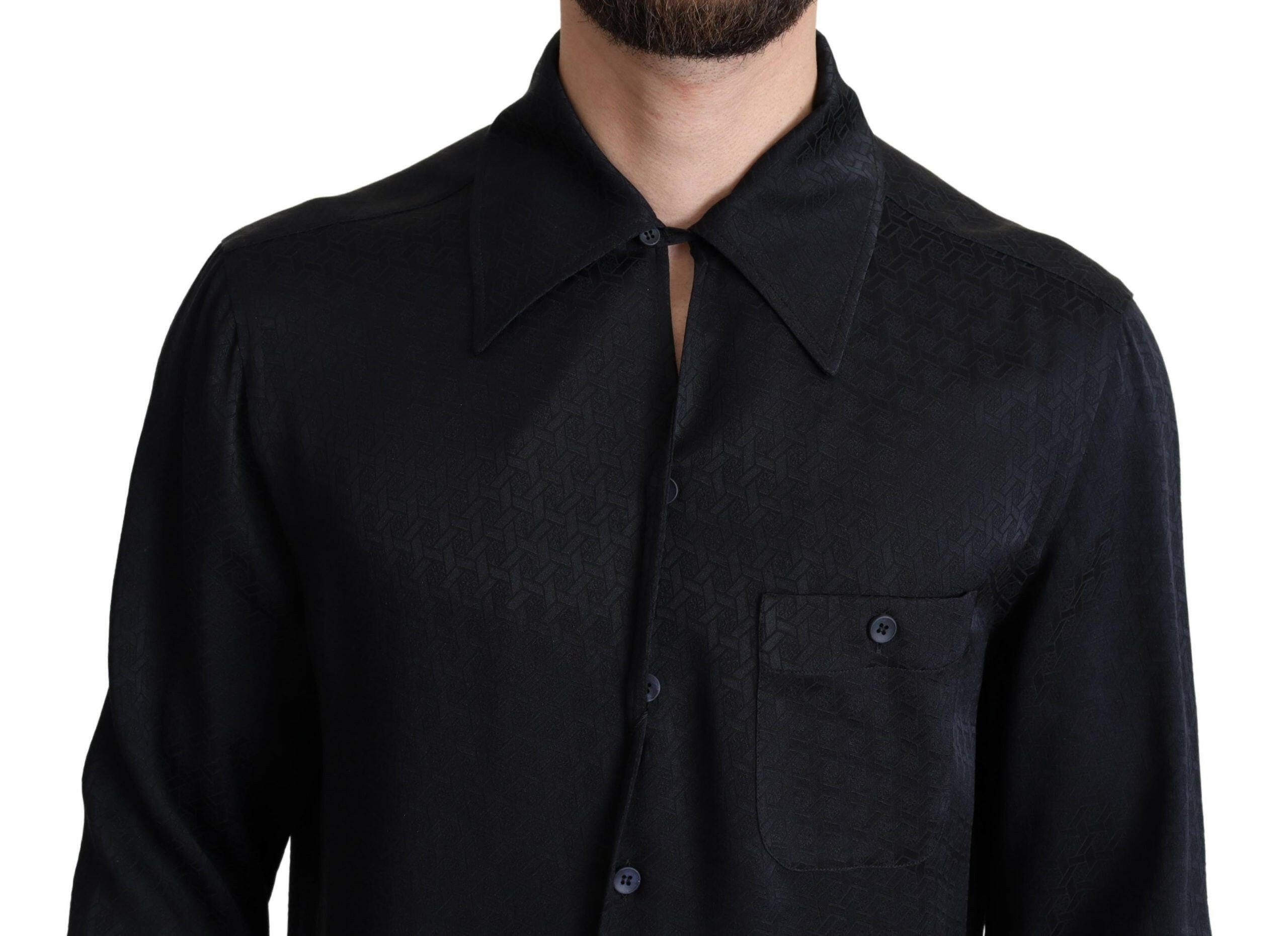 Dolce & Gabbana Black Jacquard Silk Casual Button Down Shirt -   -  Dolce & Gabbana. Dolce & Gabbana Black Jacquard Silk Casual Button Down Shirt -   -  Dolce & Gabbana.