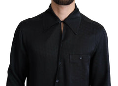 Dolce & Gabbana Black Jacquard Silk Casual Button Down Shirt -   -  Dolce & Gabbana.