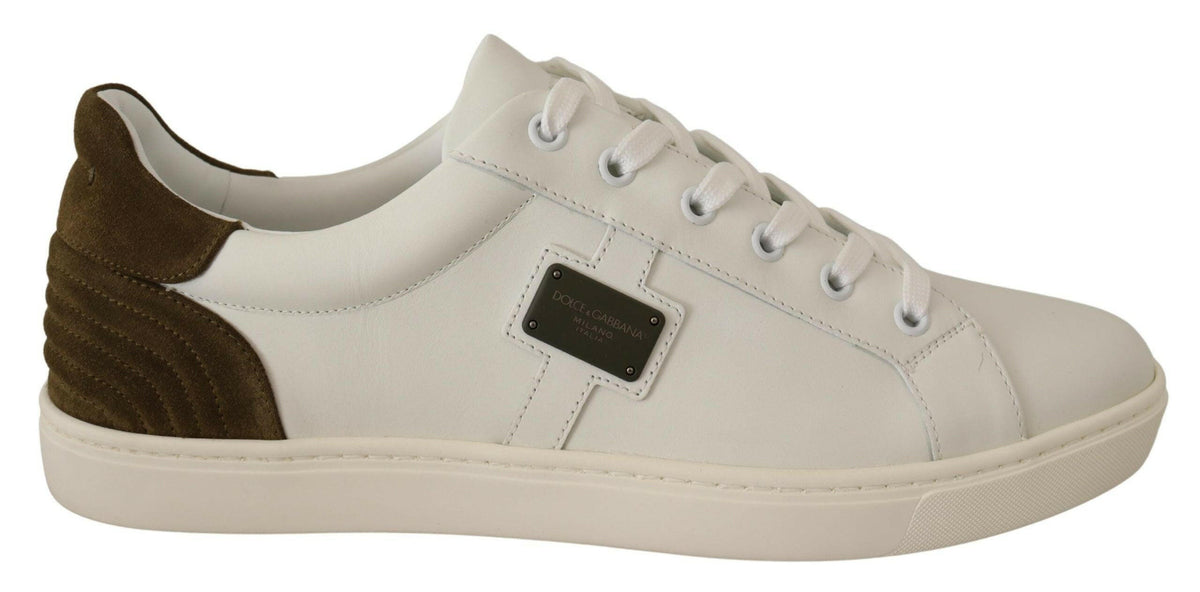 Dolce & Gabbana White Suede Leather Mens Low Tops Sneakers -   -  Dolce & Gabbana.