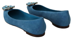 Dolce & Gabbana Blue Suede Crystals Loafers Flats Shoes -   -  Dolce & Gabbana.